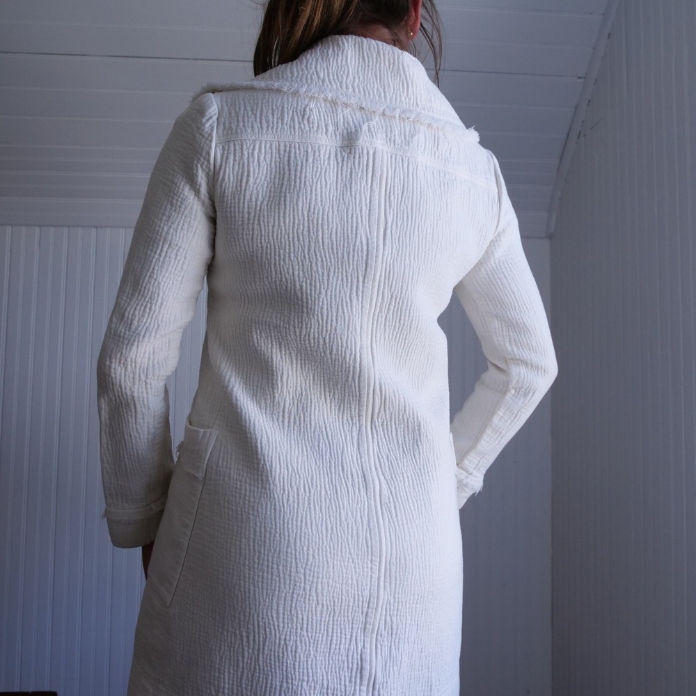 Y2k Raquel Allegra ivory cotton/rayon longline chore coat - Picture 3 of 11